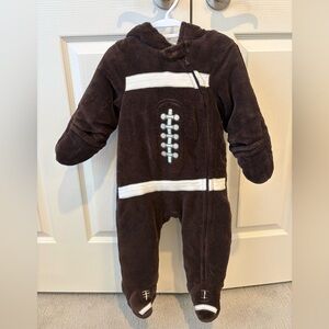 Baby Boys Football Footed Bunting Suit Warm Hood Super Bowl 12-18 Months Thick